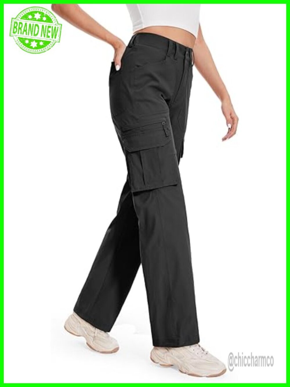 High Waisted Cargo Pants 7 Pockets Quick Dry Water Resistant